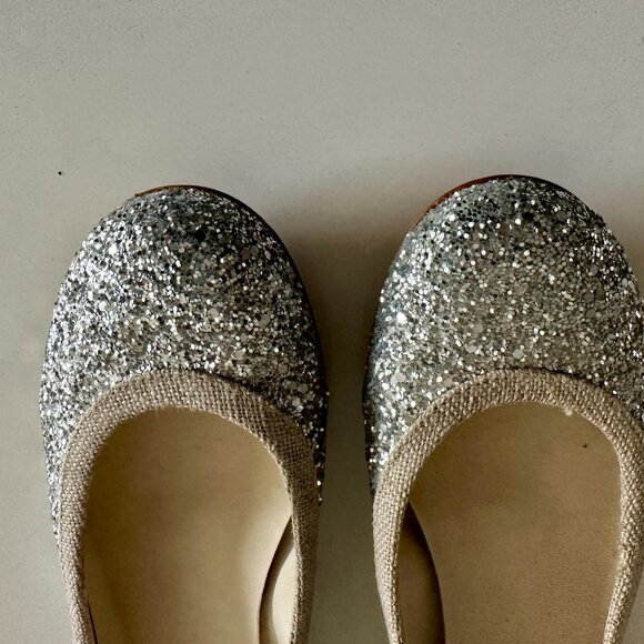 Stuart Weitzman Women's Silver Glitter Ballet Flats size 6M - Picture 3 of 6